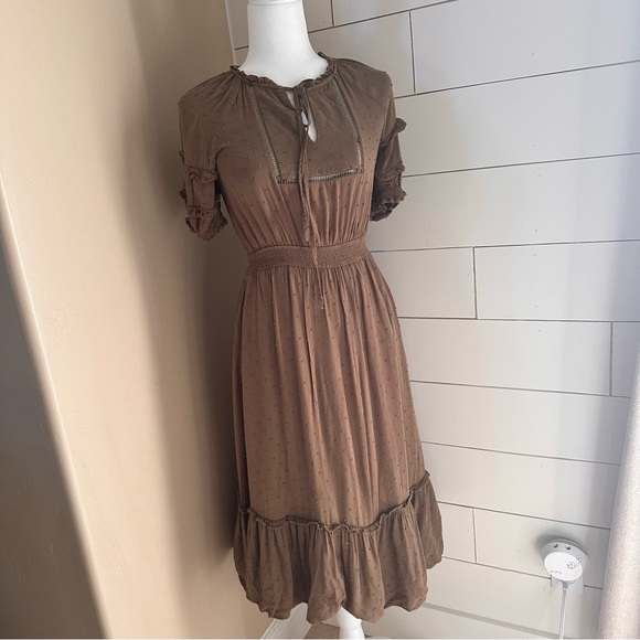 Blu pepper boho style dark olive green knee high dress - Picture 2 of 8